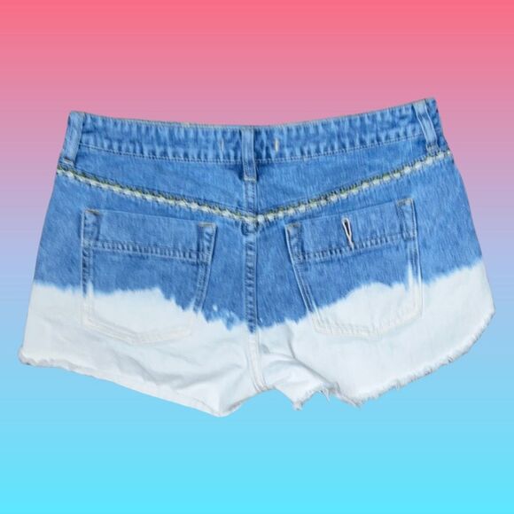 Free People Faded Cut Off Lace Denim Shorts Size 29 #78 - Picture 4 of 4